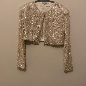 Fashion nova pearl and sequins crop top jacket
